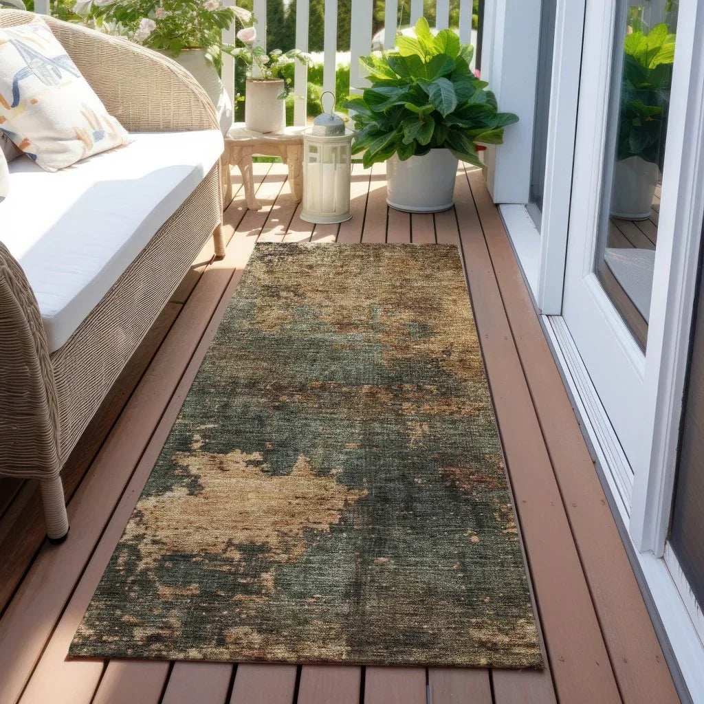 Zuleya Green Washable Indoor - Outdoor Rug - LOOMLAN - LOOMLAN Rugs - Outdoor Rugs
