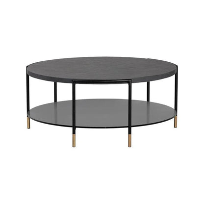 Zuma Coffee Table Concrete & Glass Gold Caps-Outdoor Coffee Tables-SUNPAN-LOOMLAN