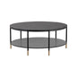 Zuma Coffee Table Concrete & Glass Gold Caps-Outdoor Coffee Tables-SUNPAN-LOOMLAN