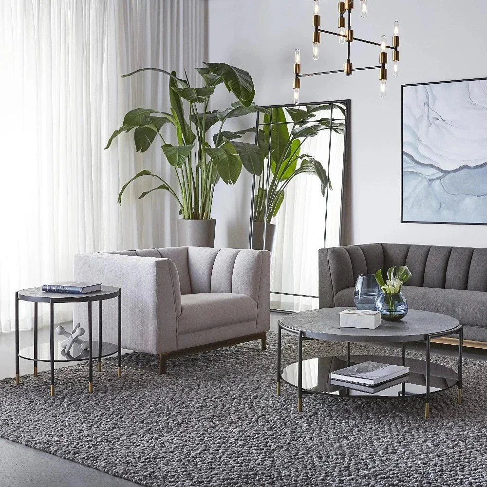 Zuma Side Table Concrete Top Glass Shelf - LOOMLAN - SUNPAN - Outdoor Side Tables