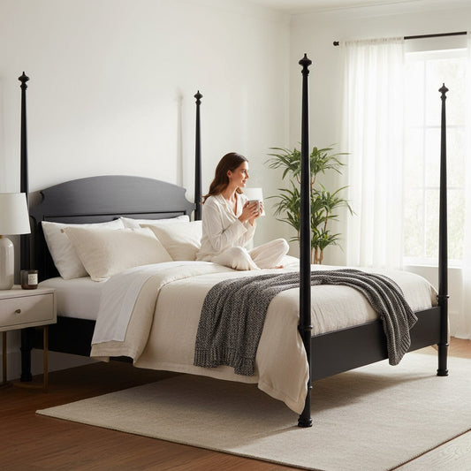 Douglas Four Poster Wood Black Bed Frame