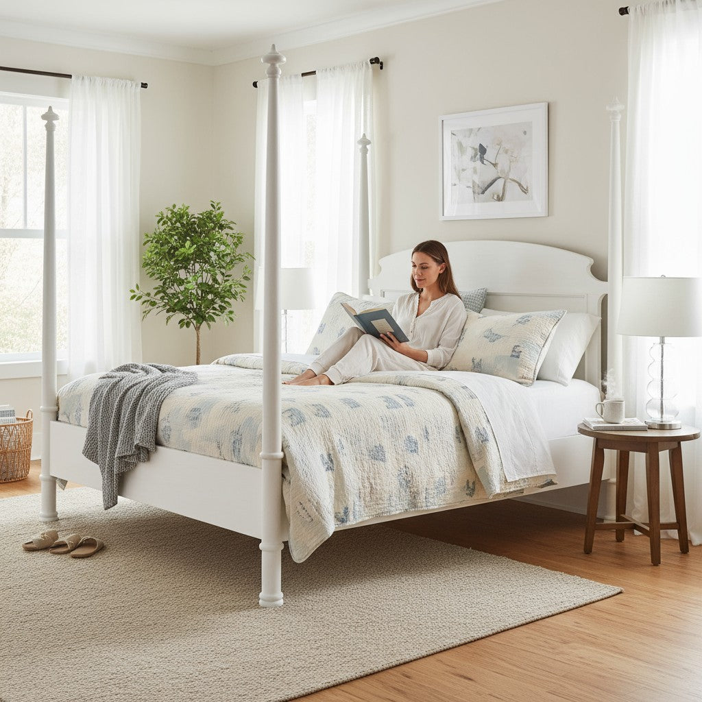 New Douglas Wood White Washed Bed Frame